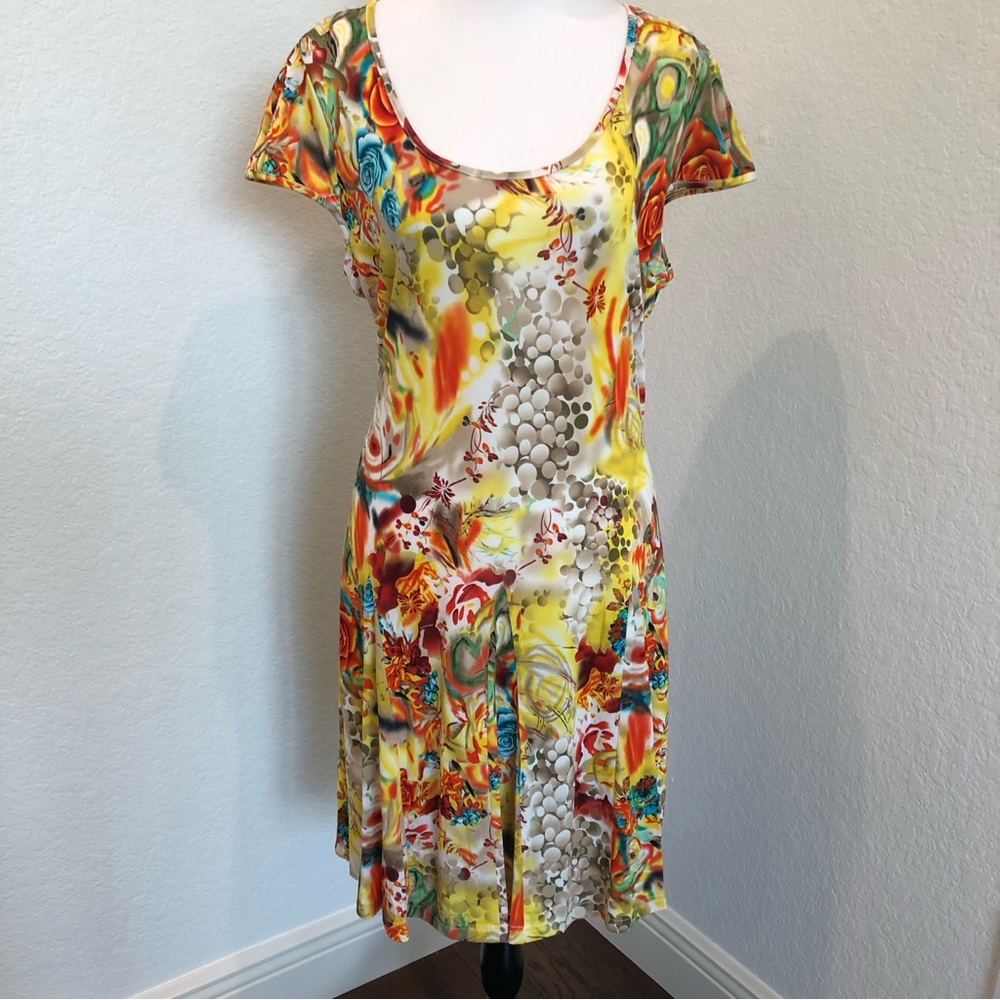 Brand New White Mark Couture Fit and Flare Scoop Neck Dress with Cap Sleeve
